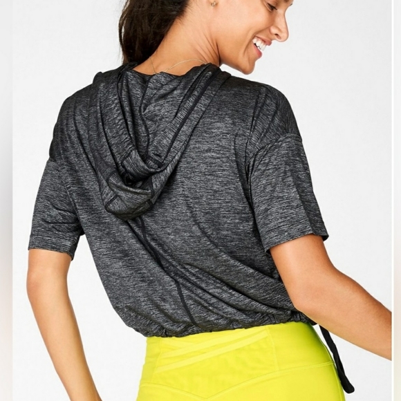 Fabletics Bea Short Sleeve Hoodie Black/Grey Small - Picture 2 of 16